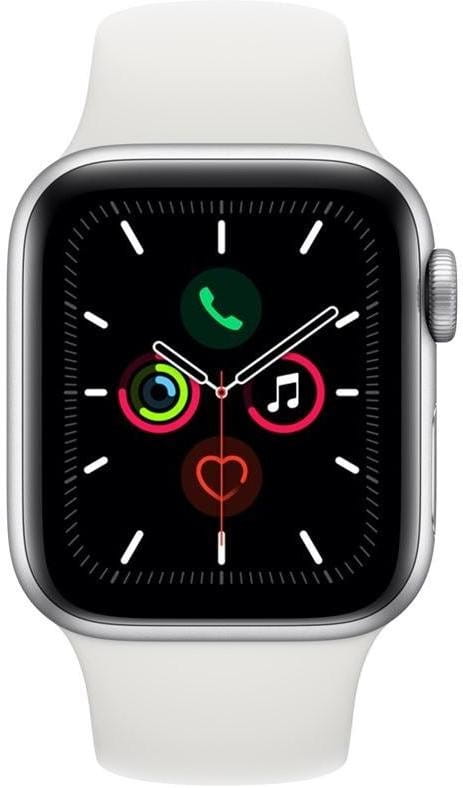 Horloge Apple Watch Series 5 GPS, 44mm Silver Aluminium Case with White Sport Band