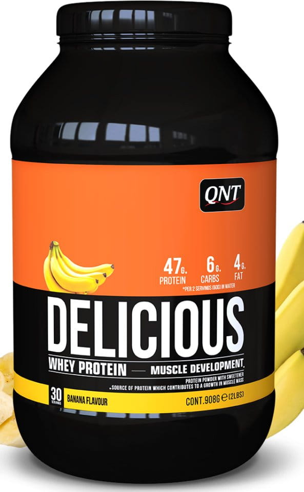 Eiwitpoeders QNT Delicious Whey Protein banana - 908 g